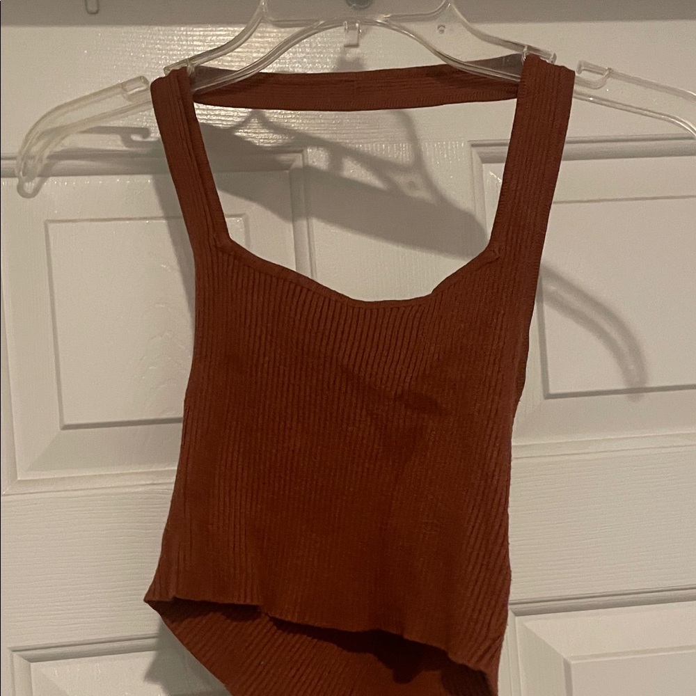Rust Ribbed Tank Top